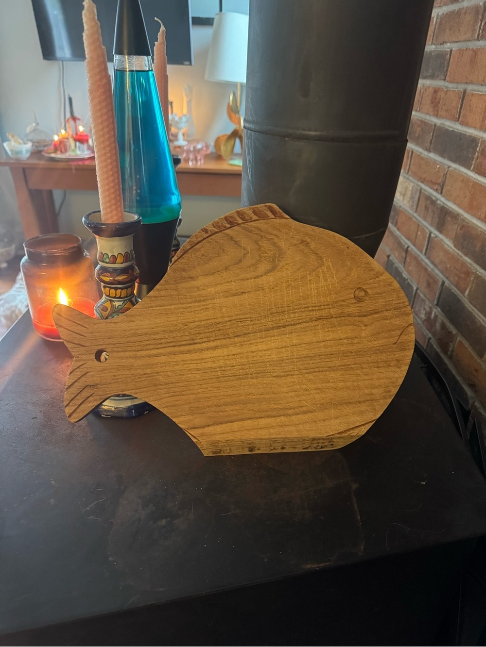 Handcrafted Wooden Fish Serving Board - Natural Brown 15 x 11”